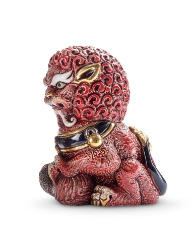 Rote Foo-Löwin-Keramikskulptur von De Rosa...