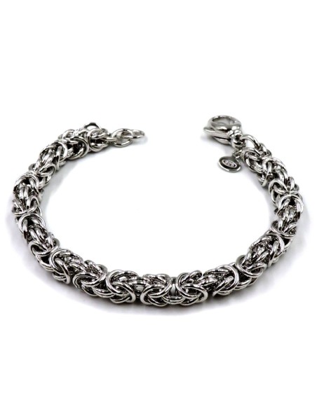 925 Sterling Silver Byzantine Chain Bracelet 