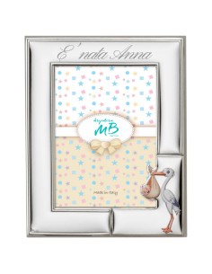 Birth Picture Frame with Stork Customizable with Engraving 2