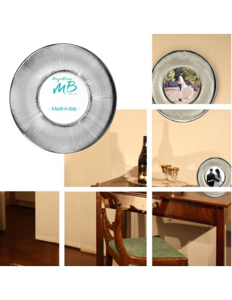 Round Grooved Silver Picture Frame