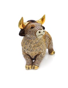 Toro Coraggioso Marrone Scultura in Ceramica De Rosa... 2