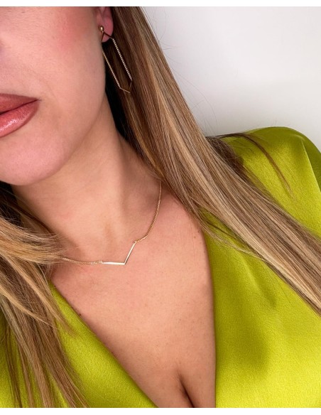 Gold Plated 925 Sterling Silver V Necklace 