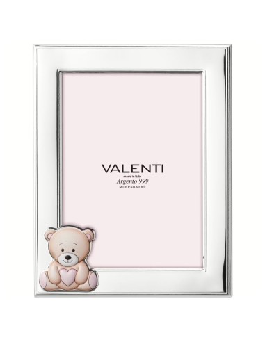 Anpassbarer Teddybär mit Rosa Herz-Bilderrahmen 5 x 7