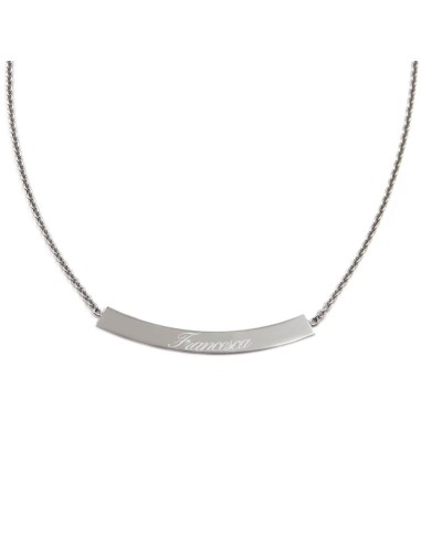 925 Sterling Silver Curved Nameplate Necklace Customizable with Name Engraving