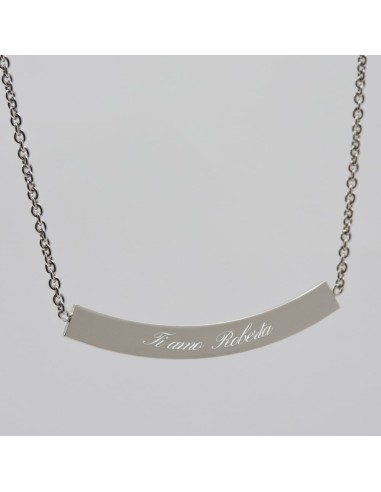 925 Sterling Silver Curved Nameplate Necklace...