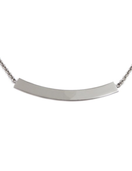 Halskette aus 925er Sterlingsilber mit Gebogener Plakette, Personalisierbar mit Namensgravur