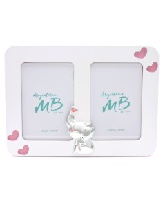 White and Pink Wooden Picture Frame for 2 Pictures 4x6...