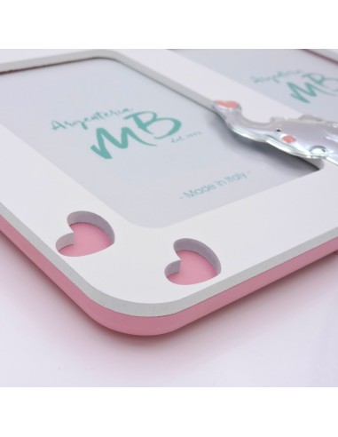 White and Pink Wooden Picture Frame for 2...