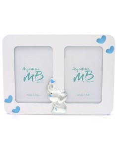 White and Blue Wooden Picture Frame for 2 Pictures 4x6...