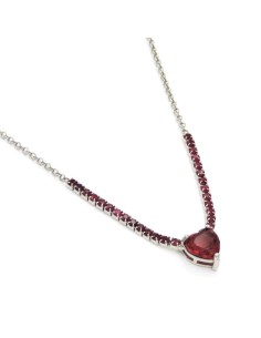 Collana Tennis in Argento 925 con Cuore Rosso