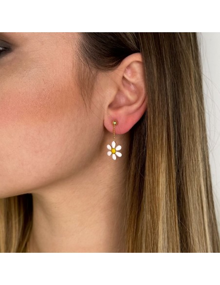 Gold Plated 925 Sterling Silver Daisy Drop Earrings 