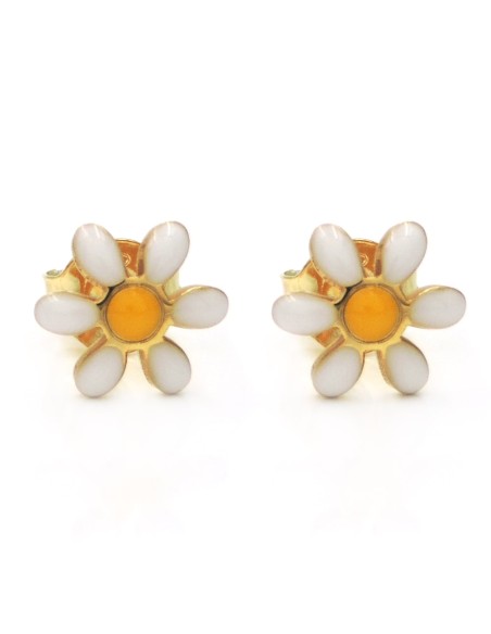 Gänseblümchen-Tropfenohrringe aus Vergoldetem 925er Sterlingsilber