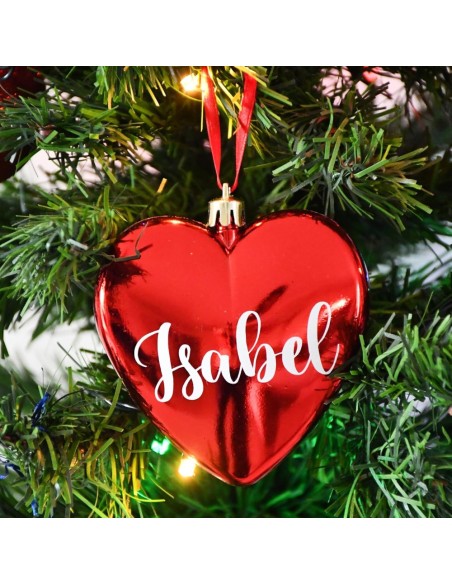 Palla Cuore Decorazione per Albero di Natale Personalizzata con Nome