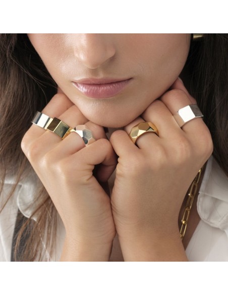 Golden Faceted Band Ring 