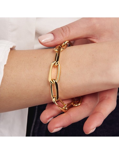 Gold Plated Bronze Oval Chain Bracelet 