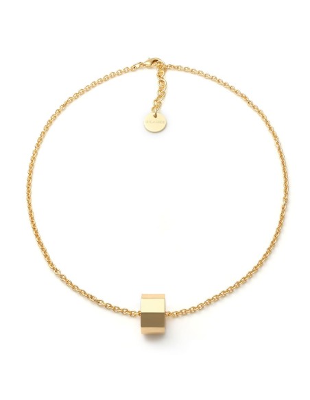 Golden Necklace with Octagonal Ring Pendant 