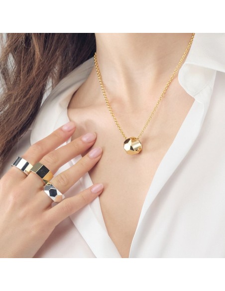 Golden Necklace with Octagonal Ring Pendant 
