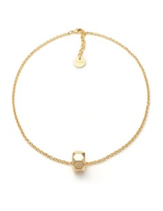 Golden Necklace with Multifaceted Ring Pendant 