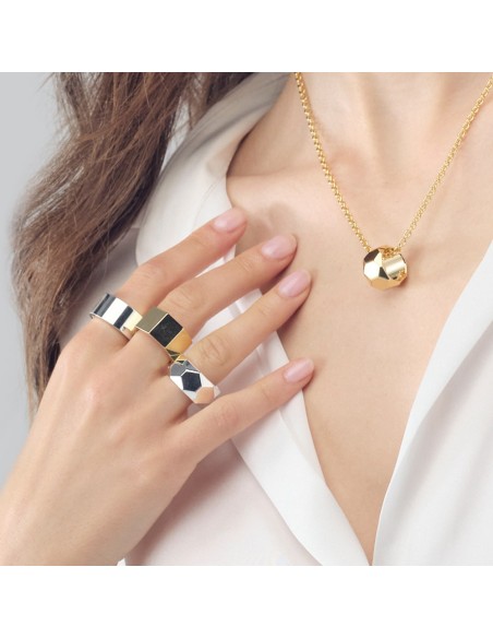 Shiny Exagon Band Ring 