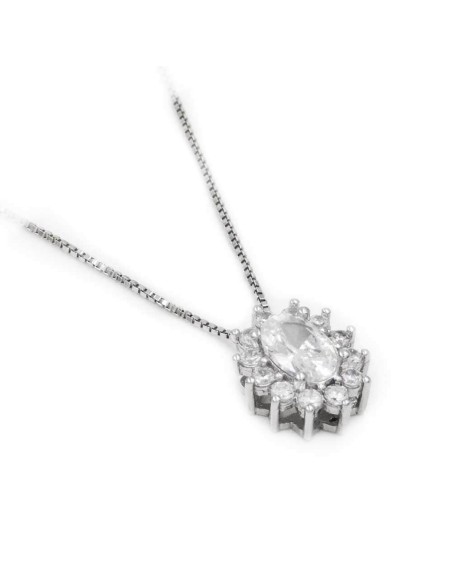 Necklace with White Oval Stone Pendant 