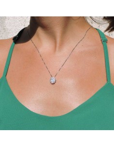 Necklace with White Oval Stone Pendant  2