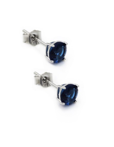 Orecchini Bottoncini in Argento 925 con Pietra Colorata Tonda