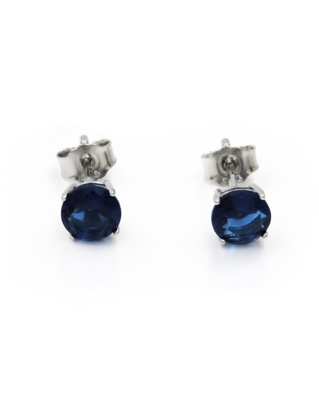 Orecchini Bottoncini in Argento 925 con Pietra Colorata Tonda