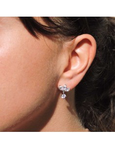 Sterling Silver and White Zircons Light Point Earrings 2