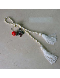 Christmas Decoration Mistletoe with Bell in Enamelled Silver 2
