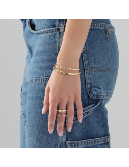 Bracciale Line Dorato Bangle Rigido Doppio Filo