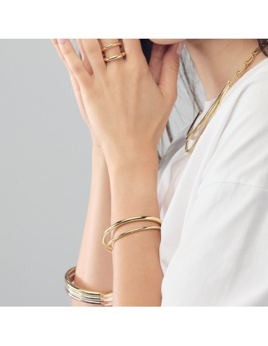 Bracciale Line Dorato Bangle Rigido Doppio Filo