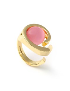 Anello Gipsy Dorato con Quarzo Rosa