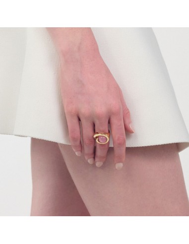 Anello Gipsy Dorato con Quarzo Rosa