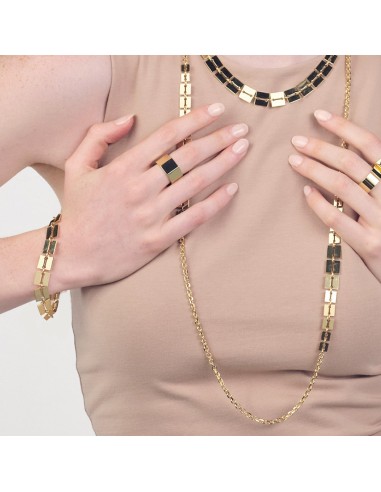 Bracciale Lux Dorato con Maglie Quadrate Piatte 