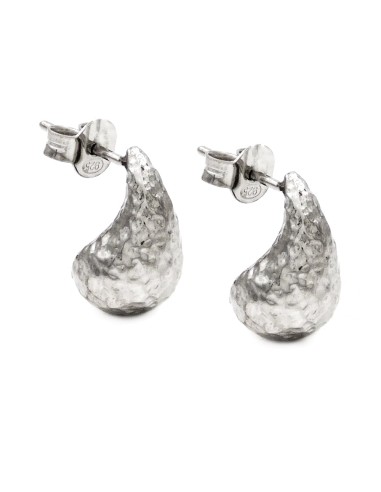 Hammered 925 Sterling Silver Drop Earrings 