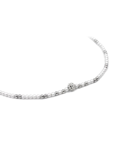 Bracciale Catena Donna in Argento 925 Rodiato con Ciondolo Doppio Cuore