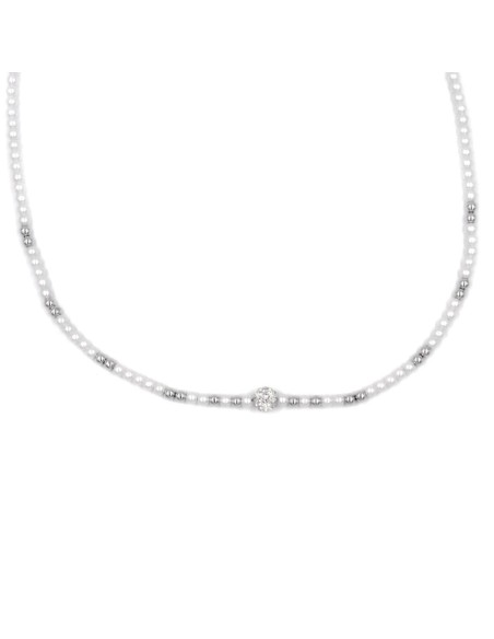 Collana Girocollo in Argento 925 con Perle e Pepite d'argento