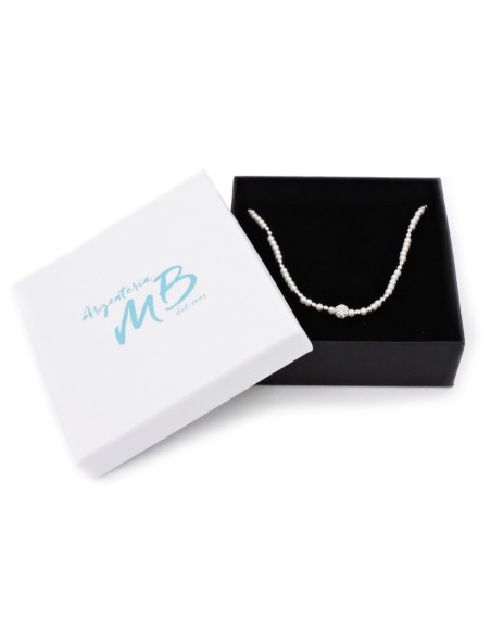 Collana Girocollo in Argento 925 con Perle e Pepite d'argento