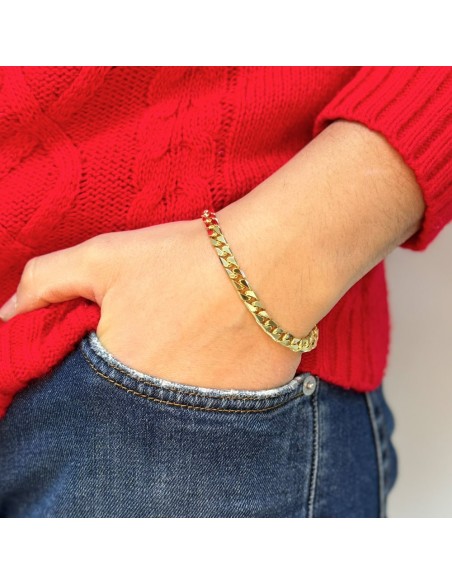 Herren Armband Panzerkette Gold Poliert