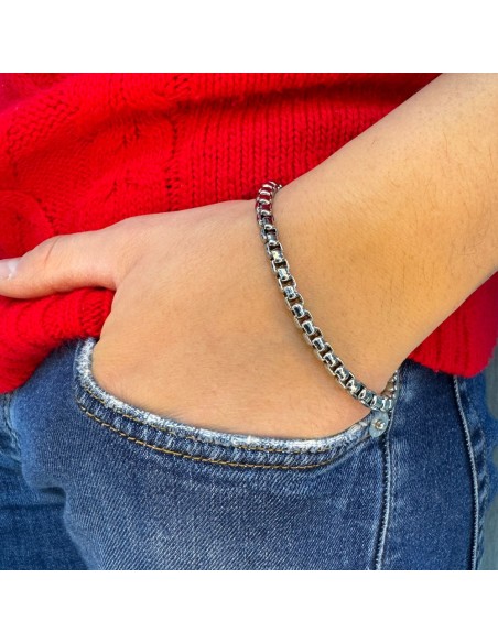 Polished Ruthenium Venetian Chain Bracelet