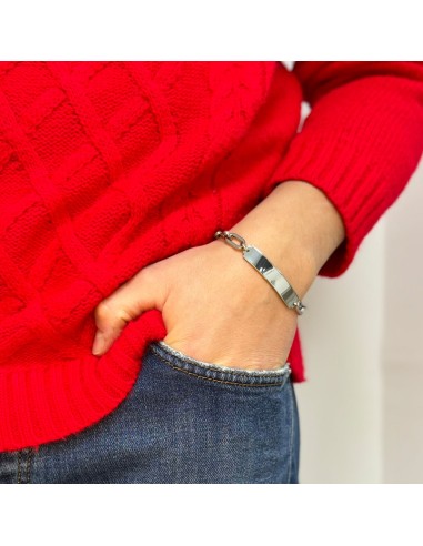Armband mit Personalisierbarer Platte Ruthenium