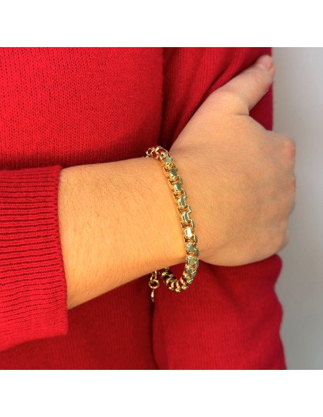 Bracciale Maglia Forzatina Quadra Dorata Lucida