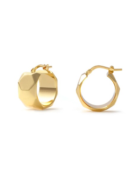 Faceted Golden Hoop Earrings