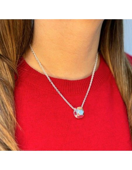Collana con Pendente Anello Multisfaccettato Argento
