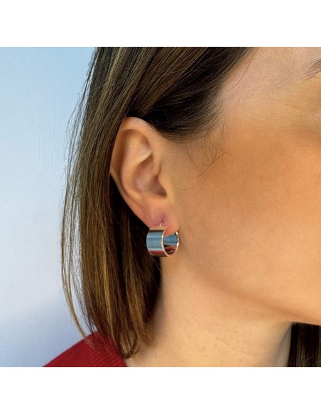 Silver Band Hoop Earrings