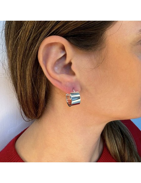 Silver Band Hoop Earrings