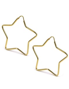  Gold Plated 925 Sterling Silver Star Shaped Hoop Earrings 