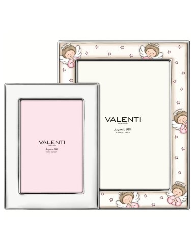 Baby Girl Birth Picture Frame 2 Photos with Angels