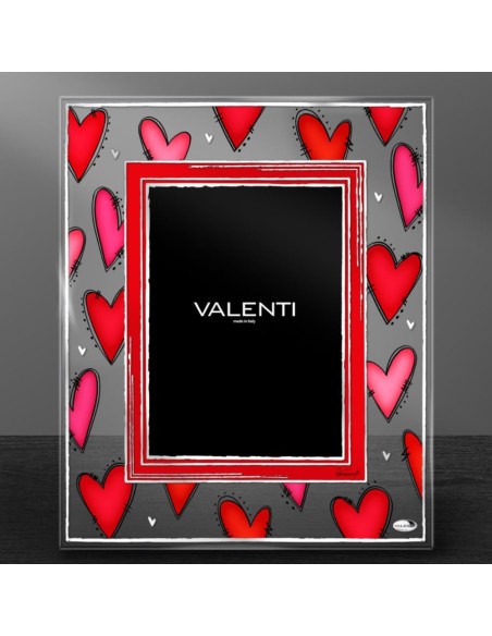 Portafoto per San Valentino 13x18 Cornice in Vetro Decoro Cuori