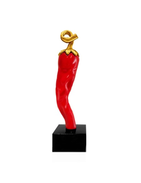 Chili Pepper Resin Sculpture Golden Details